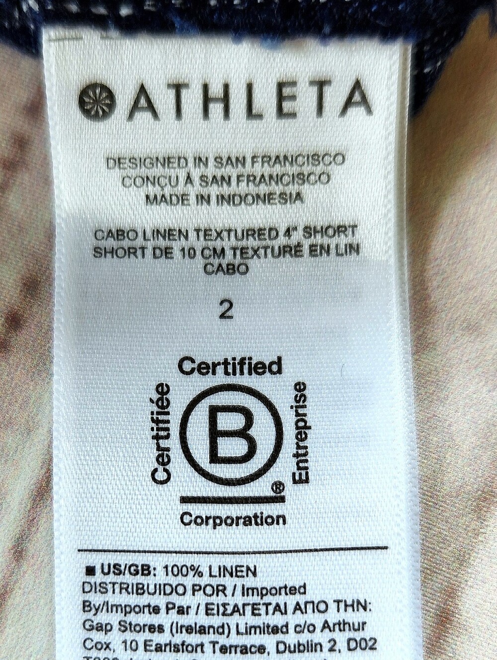 Athleta "Cabo Linen Textured" Striped Shorts Blue 100% Linen | Women's Size 2 - Picture 7 of 9